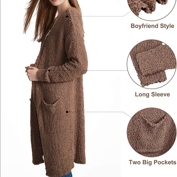 🆕 Soft Mocha Popcorn Cardigan with Pockets - Picture 3 of 7